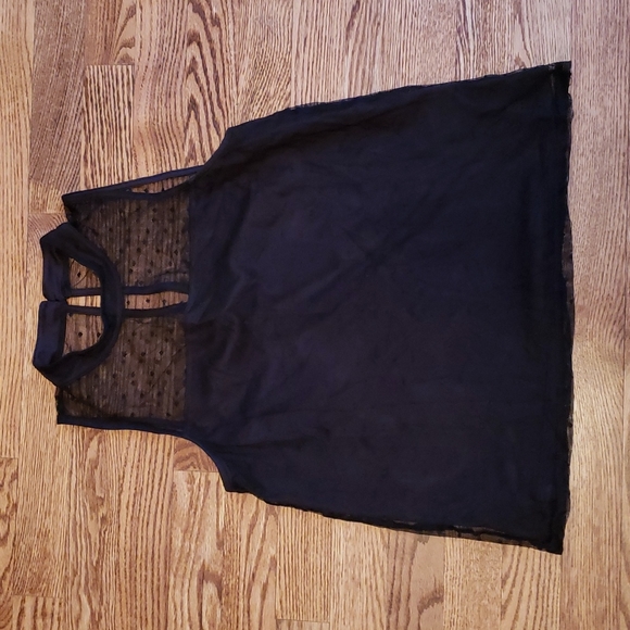 Reitmans Tops - (S) Rock & Shine by Reitmans Black Sheer Overlay High Neck Top Goth Evening Fun